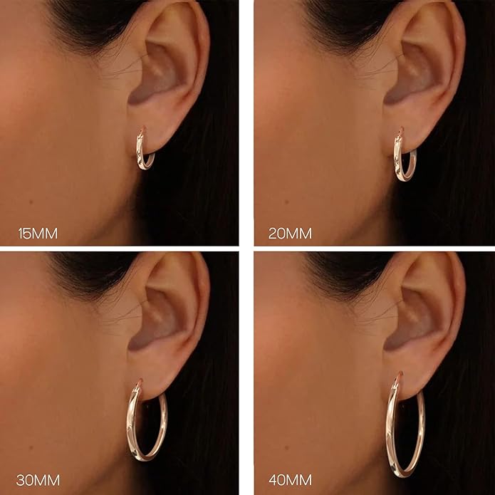 Hayoso 18K Gold Plated Hoop Earrings - 925 Sterling Silver Hoop Earrings Womens Hypoallergenic Hoops | Square Tube Hoop Earrings for Women 15mm/20mm/30mm/40mm