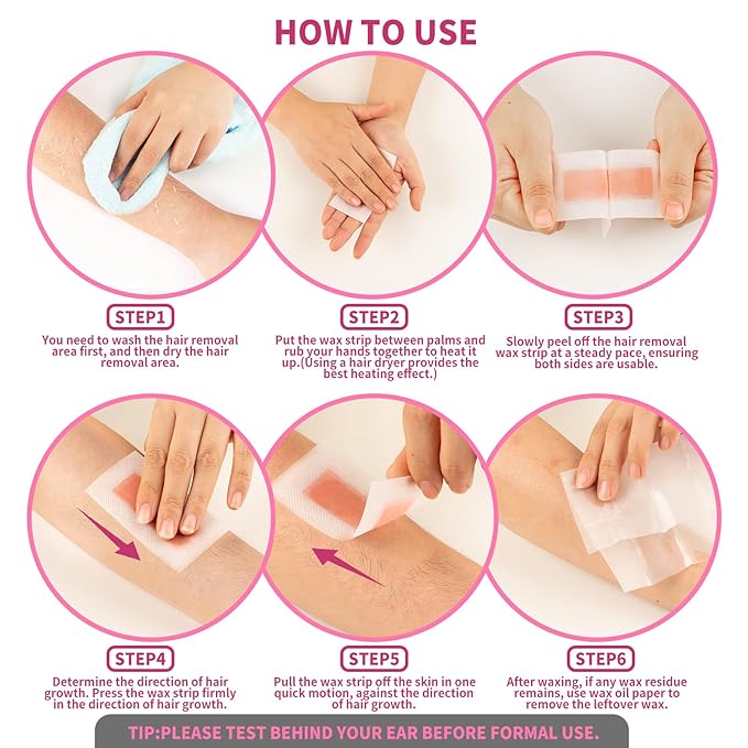 hoyesch 60 PCS Wax Strips - 40 Facial & 20 Body Waxing Kit for Women’ s Hair Removal,Wax Strips for Face,Eyebrow,Body, Arms, Legs, Chest, Back, Bikini/Brazilian Waxing Strips & 4Calming Oil Wipes