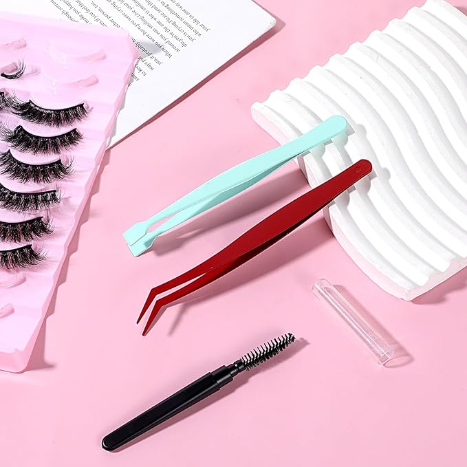 3 Pcs Stainless Steel Lash Tweezers for Eyelash Clusters Kit Eyelash Tweezers Flat Curved Tip for Lash Artists Women Eyelashes Extension Applications