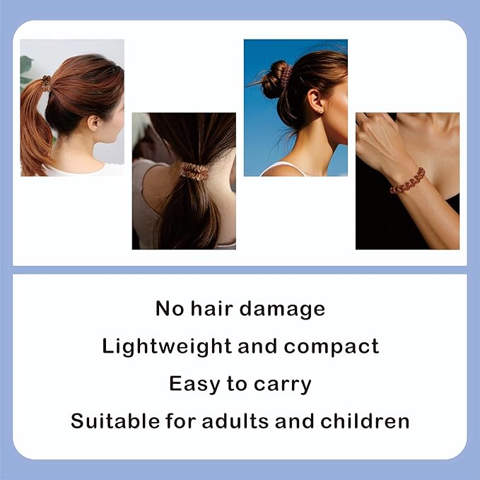Spiral Hair Ties, 24-Pc No Crease Coil Hair Bands for Thick Hair, No Damage Phone Cord Hair Elastics Hair Scrunchies for Thin Hair, Multi-Color Ponytail Holders for Women Girls Kids