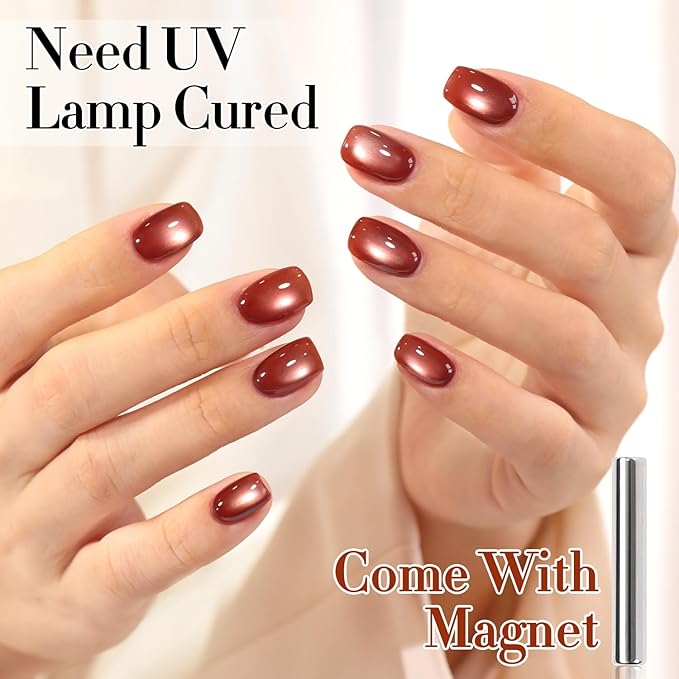 Double Rhythm Jelly Glass Cat Eye Gel Polish with Magnet 15ML Holographic Glitter Shimmer Translucent Sheer Color Magnetic Nail Polish Salon DIY at Home (MC1229)