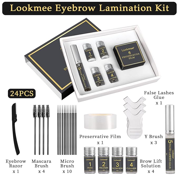 Lookmee 5-in-1 Lash Lift & Eyebrow Lamination Kit - Professional DIY Eyelash Curler & Perm Kit Eyelash Lift Kit &, At-Home Long Lasting Salon Results, Beginner Friendly