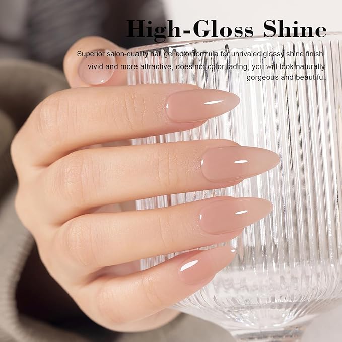 RARJSM Neutral Gel Nail Polish Nude Dirty Pink Skin Tone Color Sheer Jelly Gel Polish 1PC 15ml Single Bottle Creamy Transparent Pink Nail Gel Polish Soak off UV LED Cured for Home Salon DIY Manicure
