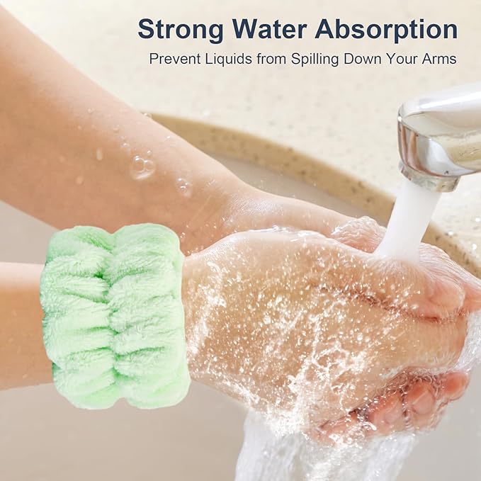 2 Pcs Wrist Bands for Washing Face-Dorbetar, Microfiber Wrist Towels for Washing Face, Spa Wristbands for Washing Face, Face Wash Wristbands, Arm Bands for Washing Face for Woman and Children