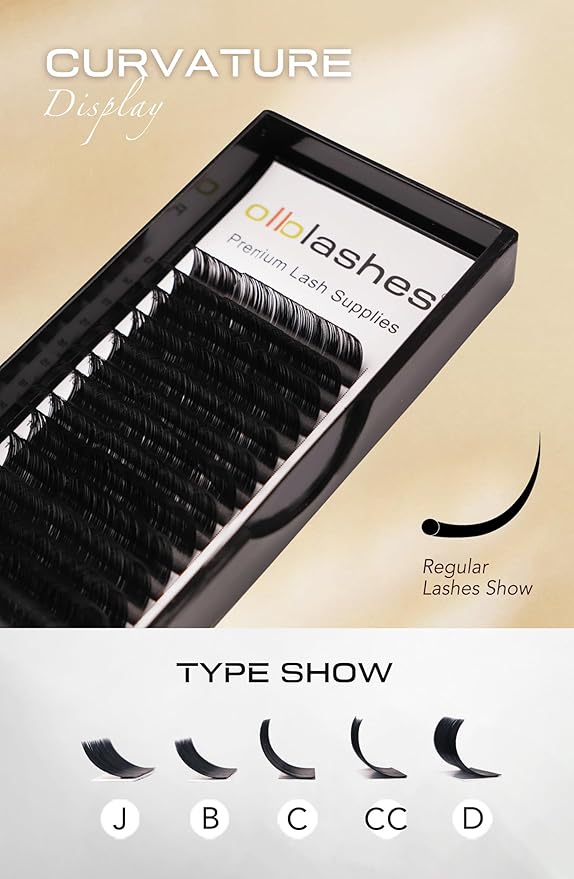 OLLOLASHES Eyelash Extension B C CC D J Curl Mix 5-20mm 0.03 0.05 0.07 0.15 Super Matte Classic Lash Extensions Professional Supplies for Lash Techs (J-0.15, 13-20mm)