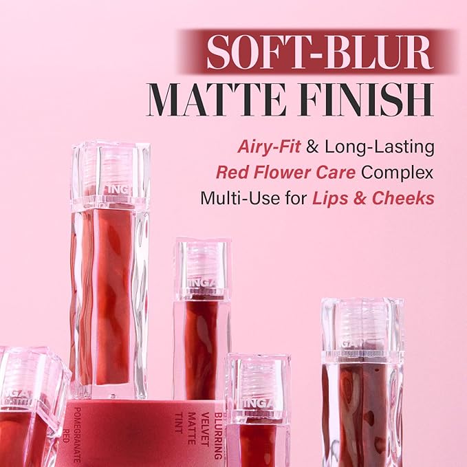 INGA Blurring Velvet Matte Lip Tint - Soft-Blur Matte Finish, Waterproof, Transfer-Proof, Long-Lasting Lip Stain, Lightweight Buildable Color with Hydrating Comfort (Cedar Earl Grey)