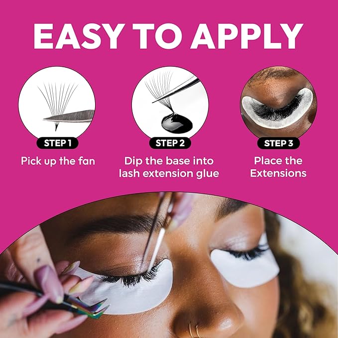 Eyesy Lash 500 Promade Fans - Volume Premade Lash Fans for Eyelash Extensions Pointy Base Handmade Loose Pre Made Eyelashes Middle Stem Soft and Lightweight (10D 0.03 C 16mm)