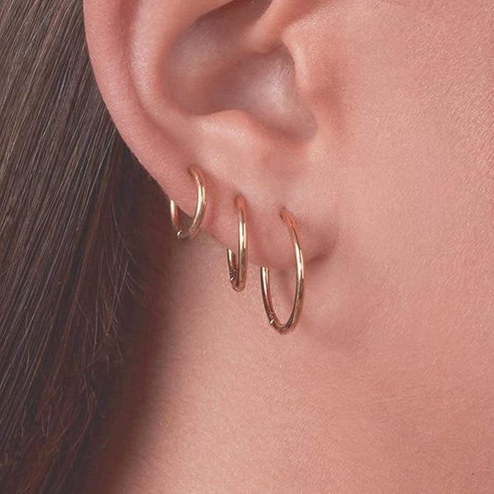 Gacimy Gold Hoop Earrings for Women 14K Real Gold Plated Hoops with 925 Sterling Silver Post