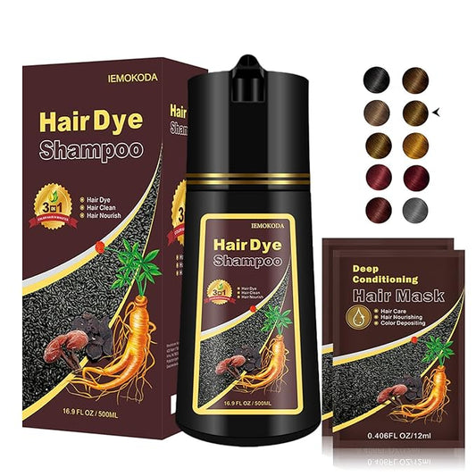 Brown Hair Dye Shampoo 3 in 1, Semi-Permanent Brown Hair Dye, Cover Grays in Minutes, Instant Hair Color Shampoo, Champu Para Canas, 16.90Fl Oz
