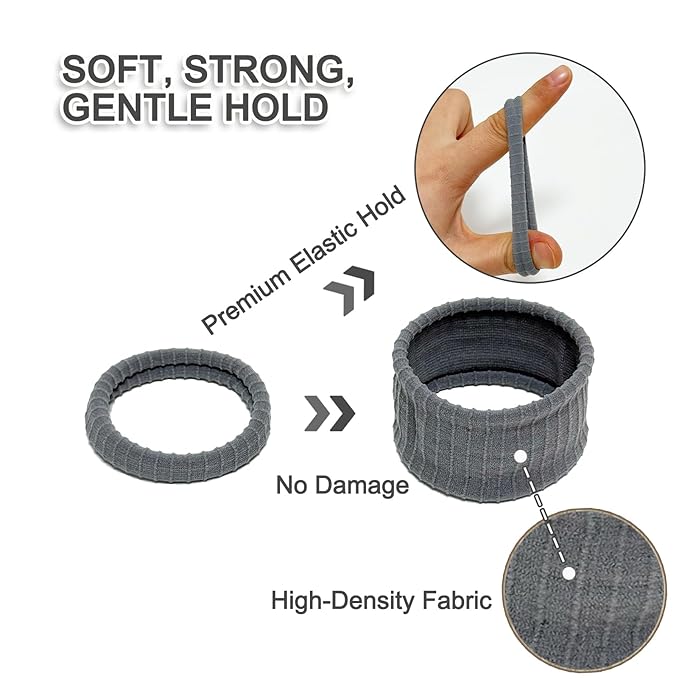 Jseng 10Packs Seamless Hair Ties for Women - Soft No Damage Elastic Hair Accessories for Thick Curly Hair - Cool Toned Blue