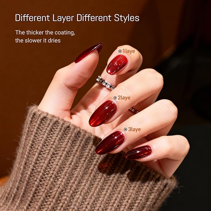 OpenLive 10ml Fall Jelly Nail Polish Set 6 Colors Gold Maple Leaf Pumpkin Yellow Burnt Orange Art Nail Polish Quick Dry for Women Girls Gift