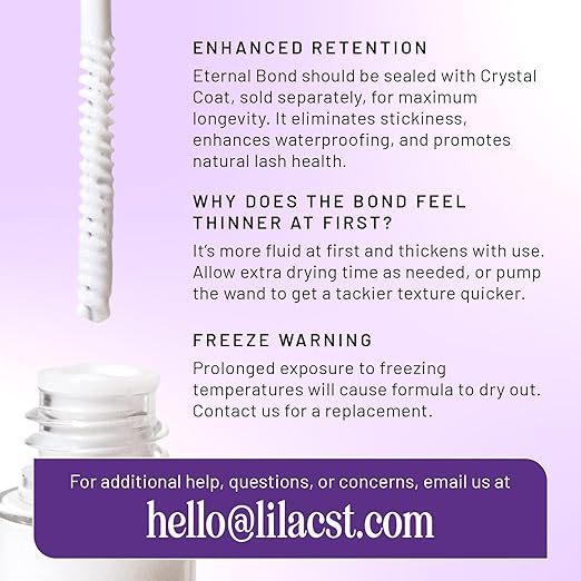 Lilac St - Eternal Bond (Clear) - Lash Cluster Glue - Mini Mascara Wand Applicator - Strong & Flexible Hold - Waterproof - Sensitive Eyes Safe - Cruelty Free, Vegan, Women Founded - 0.16fl oz