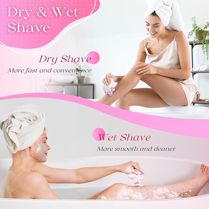 Electric Razors for Women, Rechargeable Rotary Painless Shaver for Legs Bikini Facial Hair Removal, Body Wet/Dry Razor Water Resistant Grooming Kit, Cordless Womens Trimmer for Grooming (Cherry)