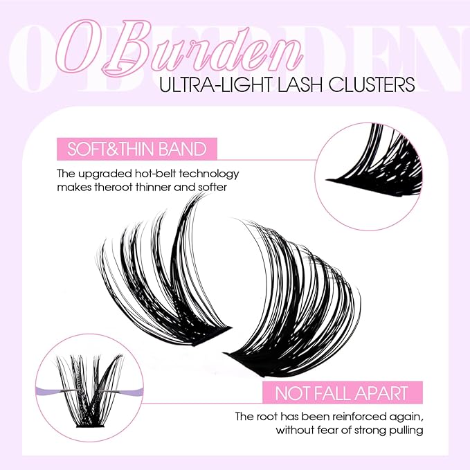 Lash Clusters DIY Individual Lashes 10-18mm D Curl Fluffy Eyelashes Extension 80P+100P Wispy False Eyelashes Volume Thick Eyelash Extension（28-80P+100P-07-D-1018）
