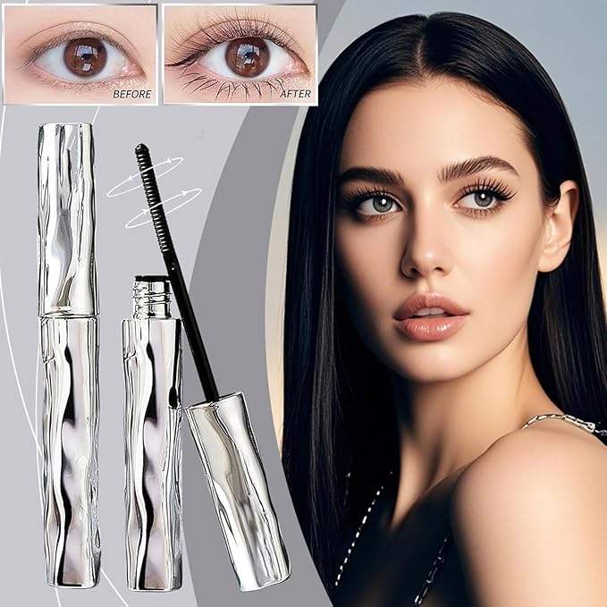 Steel Tube Eyelash Primer, Fiber Mascara Eyelash Primer Tubular Waterproof Curling Mascara, Natural and Non-smudged (2PCS)