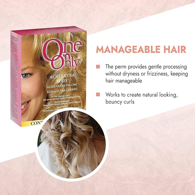 One 'N Only Acid Extra Body Hair Perm - At Home Perm Kit with Argan Oil for Bouncy Curls - Provides Firmer & More Manageable Curls for Normal, Tinted, and Frosted Hair (1 Kit)
