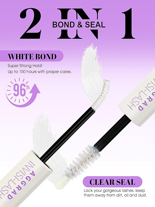 Clear Lash Cluster Glue Bond and Seal Waterproof 150H Super Strong Hold Long-Lasting for Eyelash Clusters Extensions DIY Self Adhesive Individual Lash Glue Kit Clear Bonder & Sealant with Remover