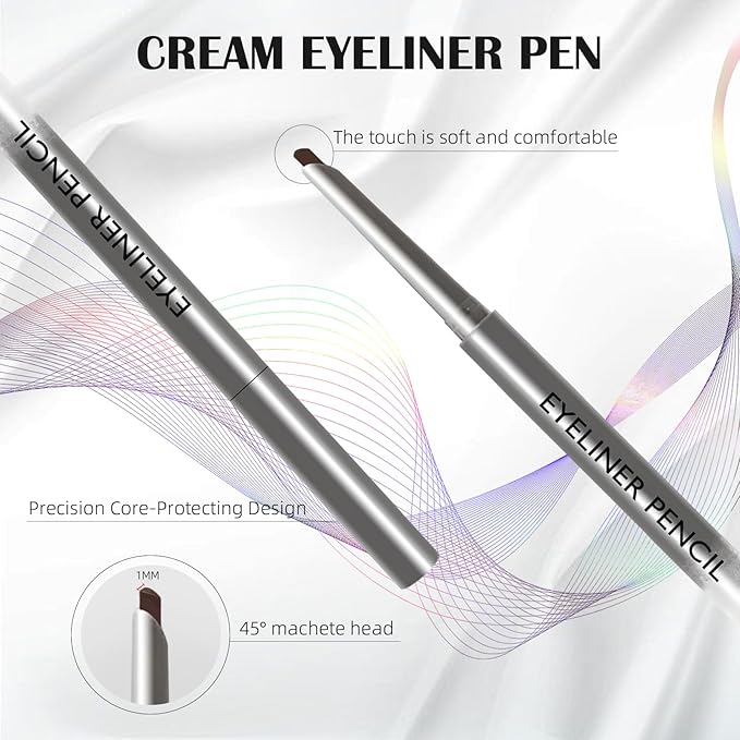 4 Pcs Cream Eyeliner Pencils Set, Waterproof Matte Eyeliner Pens, Smooth and Long-Lasting Gel Cream Eye Liner Pencils kit Makeup for Women, Black & Brown & Burgundy & Light Brown