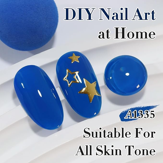 Double Rhythm 0.50 OZ Gel Polish Hema Free Same Color Same Bottle Golden Round Translucent Neutral Natural Milky 15 ML Jelly UV Polish Art DIY at Home (Dark Blue-C1335)