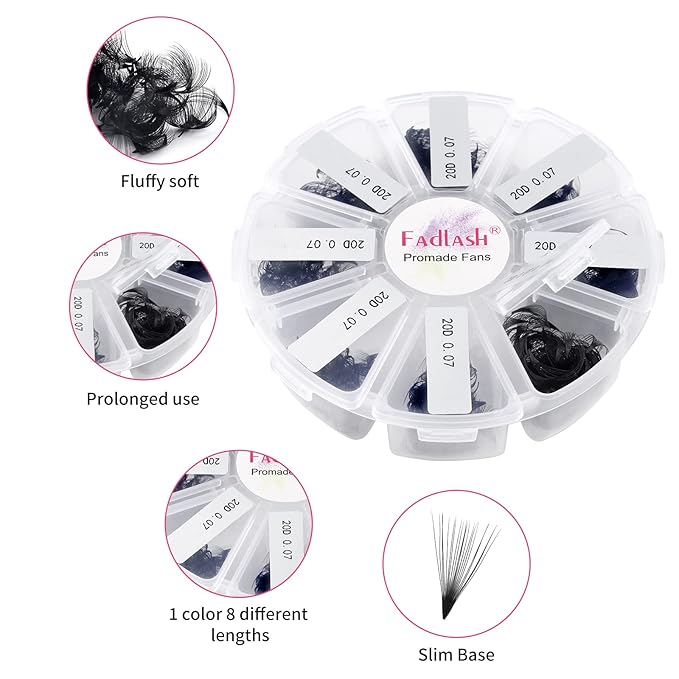 Premade Fans Eyelash Extensions 1000 20D Promades Eyelash Volume Lash Extensions Pointed Base Loose Fans Premade Lash Extensions Fans Handmade Pre Made Volume Lashes Mix (20D-0.07C, 15-20mm)