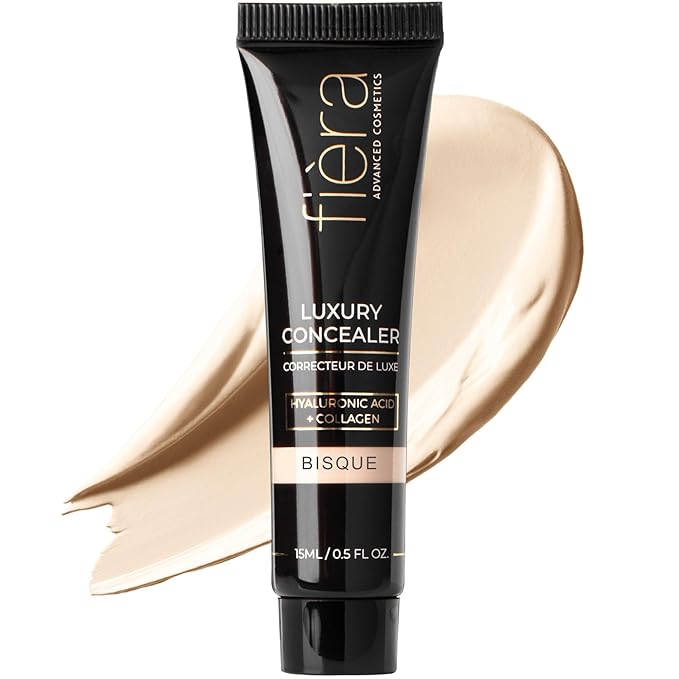 Fièra Luxury Concealer & Foundation with Anti-Aging Ingredients - Full Coverage for Dark Circles, Wrinkles, Fine Lines, and Spots, All-Day Wear For Mature Skin - Bisque, 0.5 FL. OZ. / 15 ML