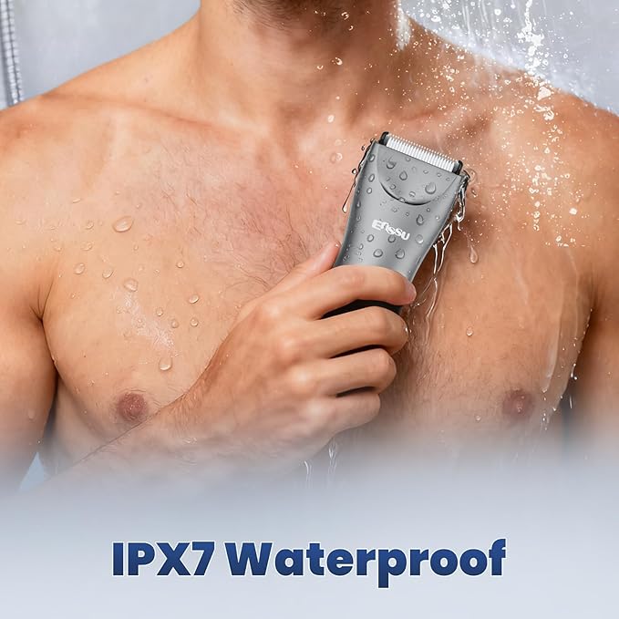 ENSSU Trimmer for Men with BLADELOCK™, Electric Manscape Body Hair Trimmer for Men with LED Spotlight & LCD Display, IPX7 Waterproof Wet/Dry Razor/Shavers for Pubic, Groin, Legs & Bikini Grooming