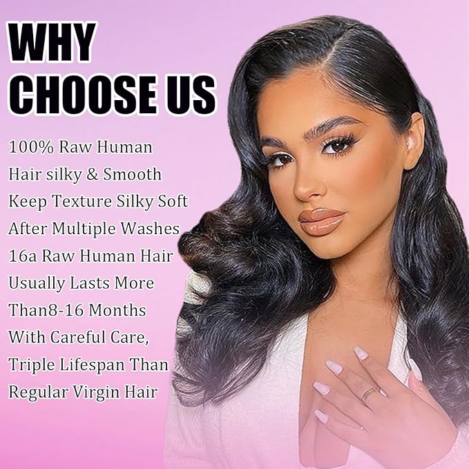 16A Body Wave Bundles Human Hair 20 20 22 22 Inch Raw Human Hair Bundles, 100% Unprocessed Brazilian Virgin Hair, Keep Texture Silky Soft After Multiple Washes, Triple Lifespan (4Bundles/200g)