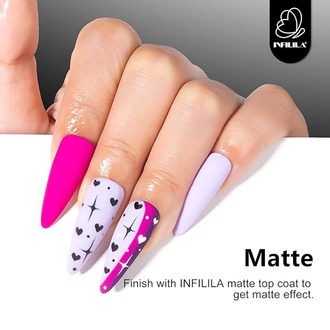 NXJ INFILILA Purple Gel Nail Polish, 15ml Light Purple UV LED Gel Polish One-Stroke Coloring, Hema Free Lavender Color High Gloss Soak Off UV Manicure Salon DIY for Girls SX0127