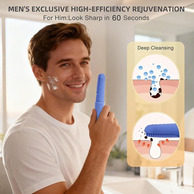 Facial Scrubber Electric Facial Cleansing Brush with Heated, Makeup Remover Cleansing Exfoliating and Massaging,3 Modes,Waterproof Rechargeable Silicone face Brush for Woman & Men(Mist Rose Pink)