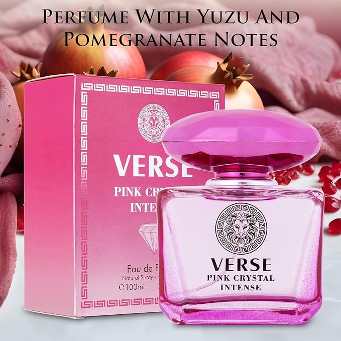 Women’s Perfume Gift Set – Verse Pink Crystal Intense, Verse Deep Blue & Valentine Milano Eau de Parfum – 3.4 fl oz Each | Fruity, Vanilla & Amber Scents | Elegant 3-Piece Set