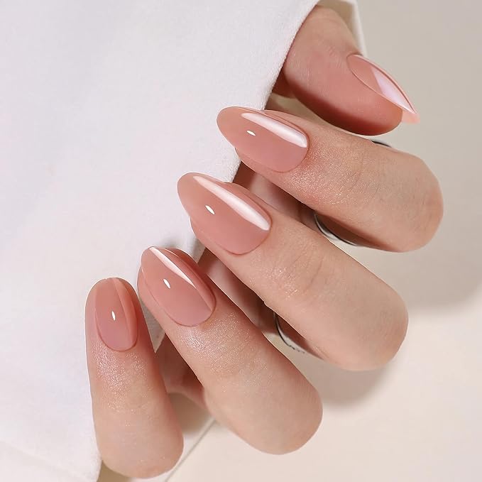 RPNZL Press On Nails - Silk Blush | Pearl Chrome Nude Medium Almond Fake Nails, Salon Quality | 32 Nails, 16 Sizes Kit with Glue and Adhesive Tabs I Female Founded - Beauty, Self Care