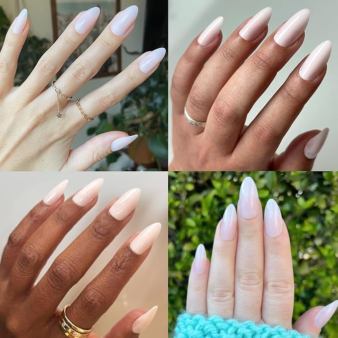 Olive & June Instant Mani Press-On Nails | (Glue) Long, Almond 42 Fake Nails, 21 Sizes | Non-Toxic, Long-Lasting Recycled Materials Realistic Look | Salon-Quality at Home | CCT