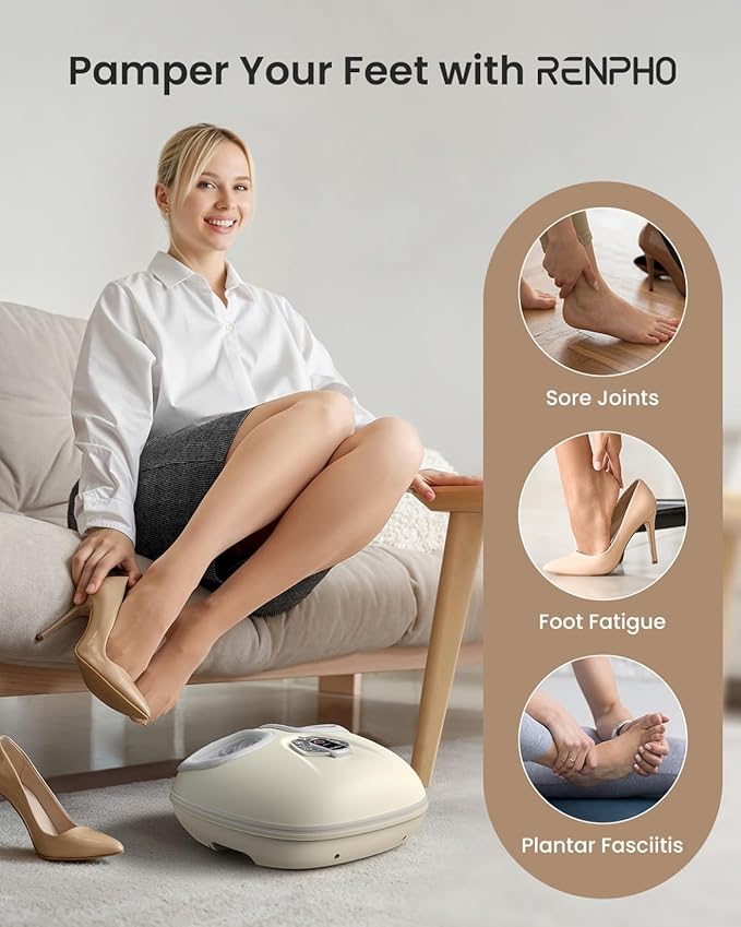 RENPHO Foot Massager Machine with Heat [2026 Upgraded], Shiatsu Foot Massager for Plantar Fasciitis, Valentines Day Gifts for Women, Cordless Control, 2026 Innovation Upgrade - Exclusive Voice Control