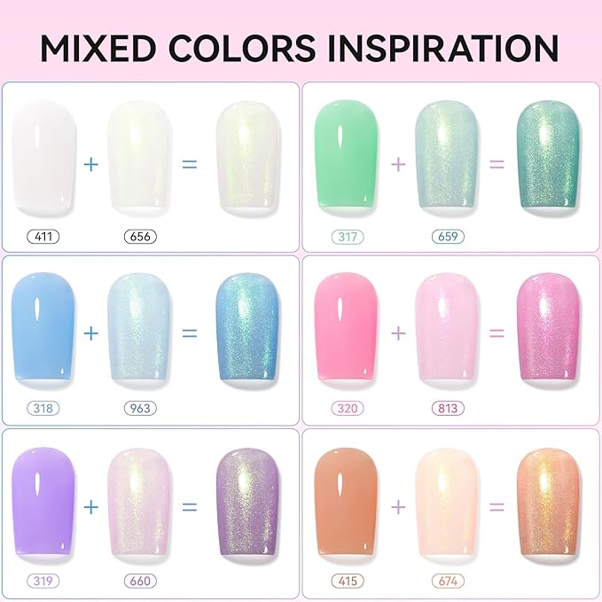 Nailshion Quick Air Dry Nail Polish, 16 Colors Holographic Nude Peach Pink Blue Green Regular Nail Polish with Clear Base Top Coat & Remover Pads, Hema-free, Non Gel, Gift for Women Girls