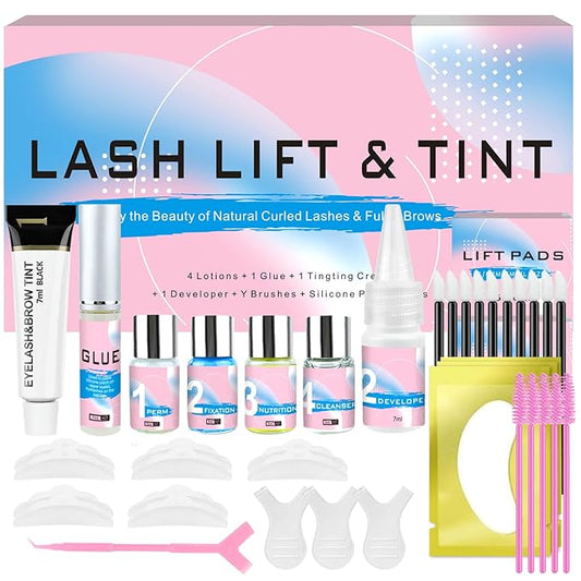 Lash Lift and Black Kit, Eyelash Perm and Black Kit, Professional Black Color Eyelash & Eyebrow Lift Set, Quick Lifting & Voluminous Coloring for Lash Lifting, Easy to Use & Lasting Curl at Home