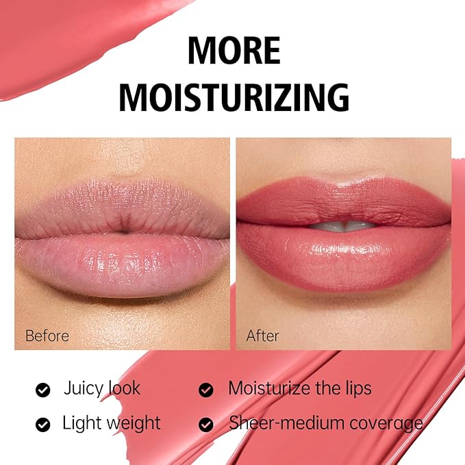 MAKI YIKA 3Pc Moisture Lipsticks for Women Brown Nude Pink Lipstick Hydrate Tinted Lip Balm for Dry Cracked Lips Glossy Lip Color, MA55/58/62