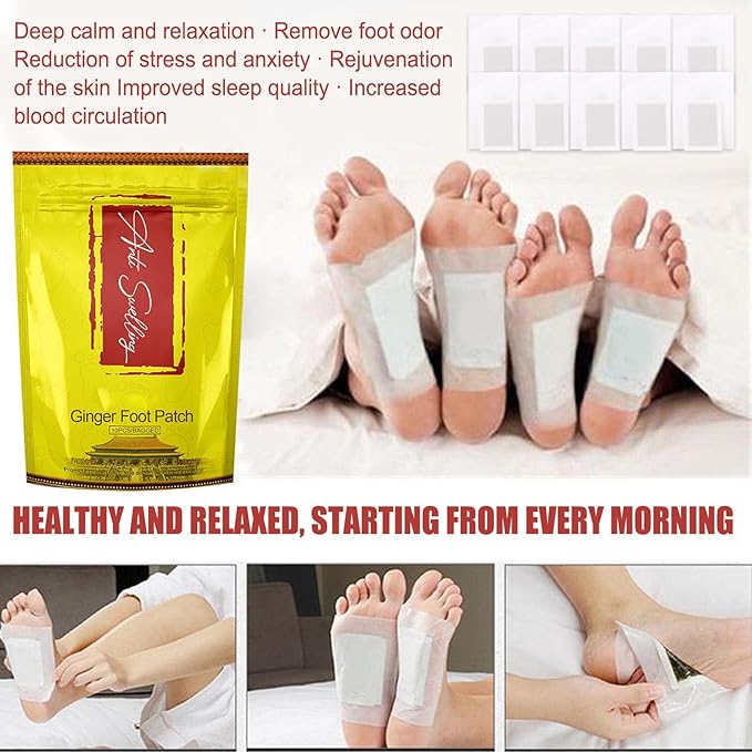 Rosarden Ginger Foot Pads, 10pcs, Detoxifying Foot Care Patches for Unisex, All Skin Types, Targets Feet