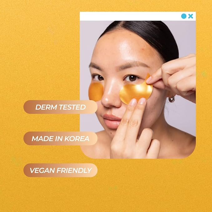 Vitamasques Golden Hydrogel Eye Pads For Puffy Eyes & Dark Circles – Refresh in 15 minutes - Formulated in Korea - 32 Pairs / 64 HydroGel Eye Pads