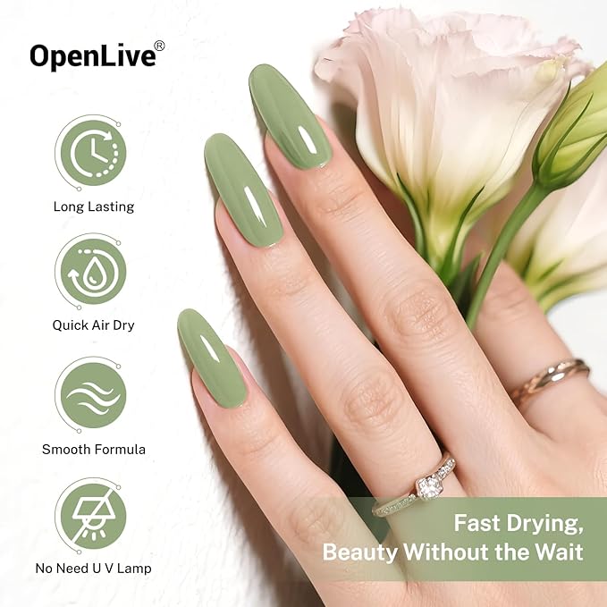OpenLive 16.5ml Sage Green Nail Polish Large Volume Quick Drying Nail Polish, Fast Drying and Long Lasting Color Nail Art DIY Home Manicure Gift for Women