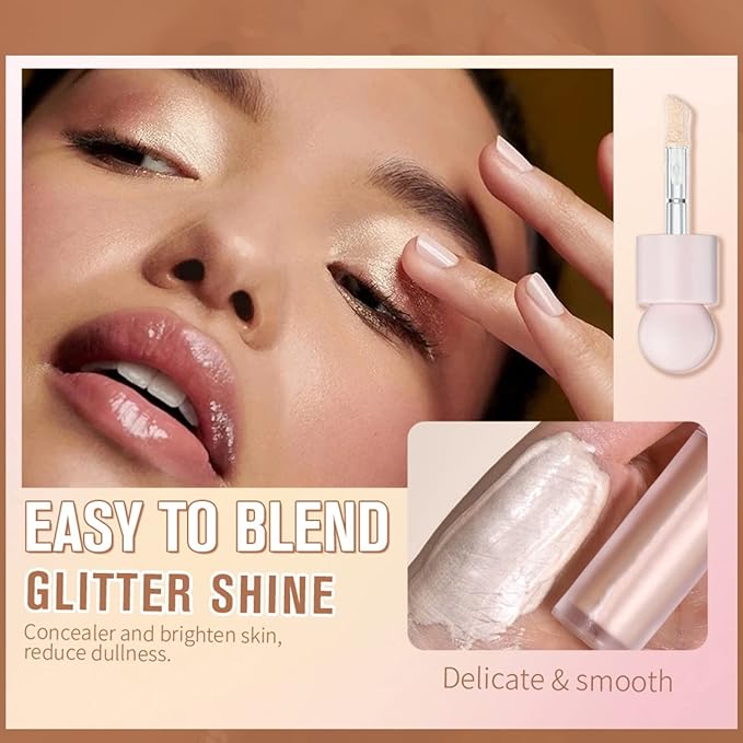 Liquid Highlighter Makeup Face Highlighters & Luminizers, Highlighters Makeup for Long Lasting Shimmer Natural Glow, Body Highlighter Easy to Apply with Cushion Applicator (#1 Moonlight)