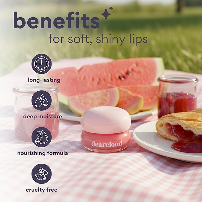 dearcloud Dewy Lip Jam – Hydrating Lip Balm & Gloss with Vitamin E, Korean Skincare (Guava)