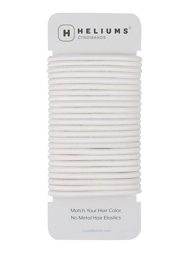 Cyndibands Elastic Hair Ties – White - No Damage 4mm Ponytail Holders for Women & Kids, 24-Pack Hair Elastics in Neutral Colors