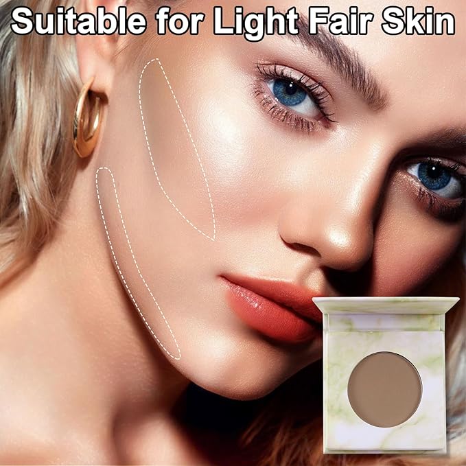Matte Contour Palette, Face Sculpting Grey Contour Powder Palette for Light Fair Skin, Cool Toned Face Bronzer Makeup Contouring, Buildable Matte Bronzer, 02#Dark Brown