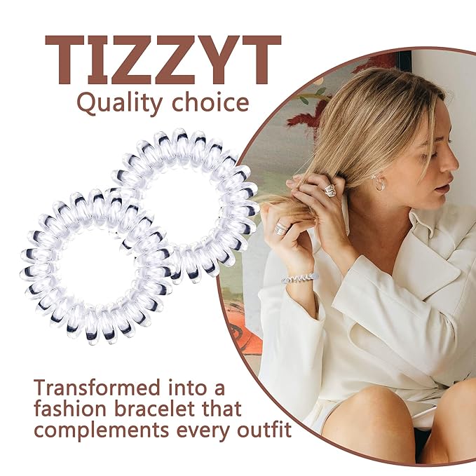18pc Spiral Hair Ties for Women – Clear hair ties ties No Damage, Clear elastic hair ties and Thin Hair – Creaseless and Dent-Free Coil | Ideal Gifts for Women Set. (elastic hair ties)