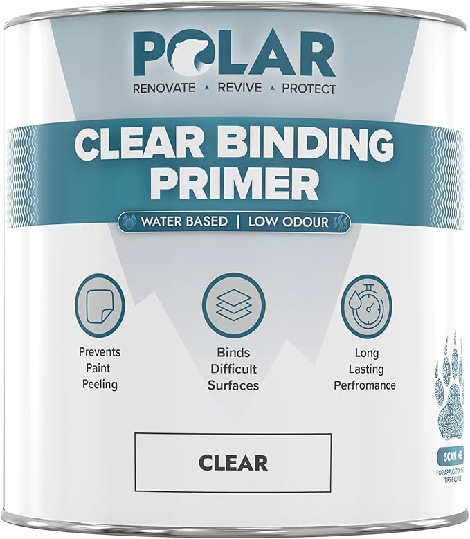 Polar Clear Binding Primer - 84 Fl Oz - High-Adhesion Primer for Drywall, Plaster, Cement, Stucco & Wood - Interior & Exterior Clear Base Coat & Paint Prep