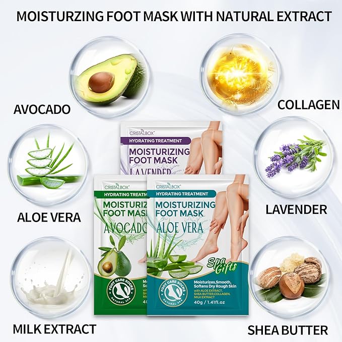Moisturizing Foot Mask 5 Pack,Hydrating Foot Masks for Dry Cracked Feet,Moisturizing Socks Dry Skin Moisturizer for Soft and Smooth Touch Feet,Foot Care Spa Gifts for Women Men Valentines Gifts