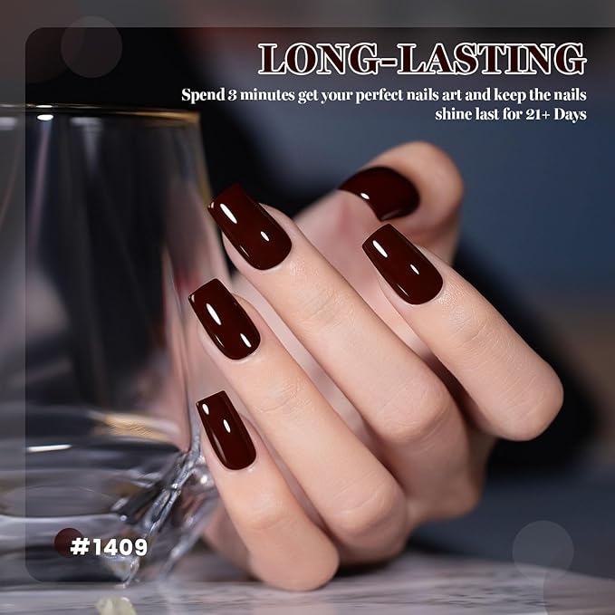 RARJSM Deep Cherry Red Gel Nail Polish Creamy Mocha Brown Gelpolish 15ML 1Pc Soak off Curing Required Nail Art French Manicure Salon DIY at Home Fall Winter