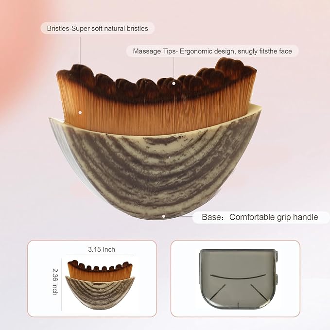 Lymphatic Contour Face Brush - Facial Sculpting & Anti-Puffiness Tool | Ultra Soft Dry Brush for Jawline Massage & Lymphatic Drainage | Ergonomic Design (1pc)