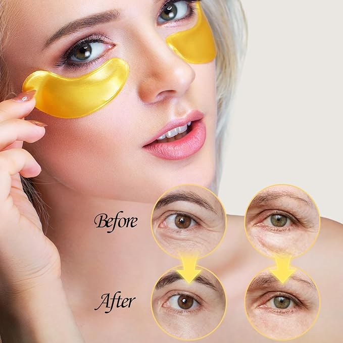 30 Pairs Lip Mask & Eye Mask, 24K Gold Crystal Gel Collagen Eye Patches for Puffy Eyes, Chapstick Bulk, Anti Wrinkle Patches for Lip, Hangover Kit, Bulk Gifts, Bulk Gifts for Coworkers, Cheer Gifts