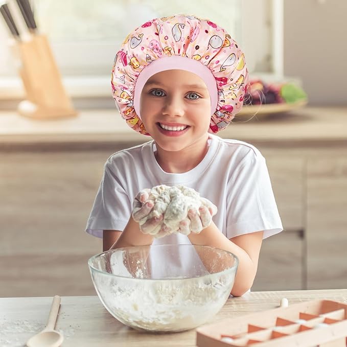 3 Pcs Bonnet for Kids, Kids Bonnets for Girls, Satin Silk Hair Bonnet for Sleeping, Soft Wide Band Sleep Cap for Curly Hair Braids for Teens Child Toddler